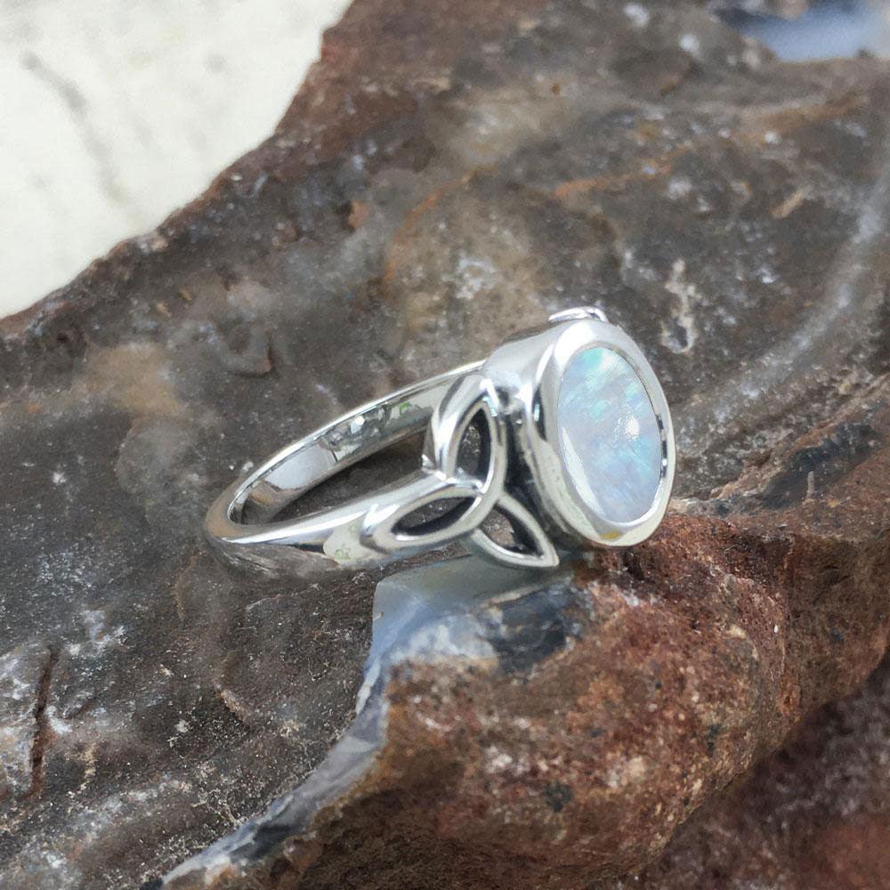 Celtic Triquetra Sterling Silver Ring With Gemstone TRI887