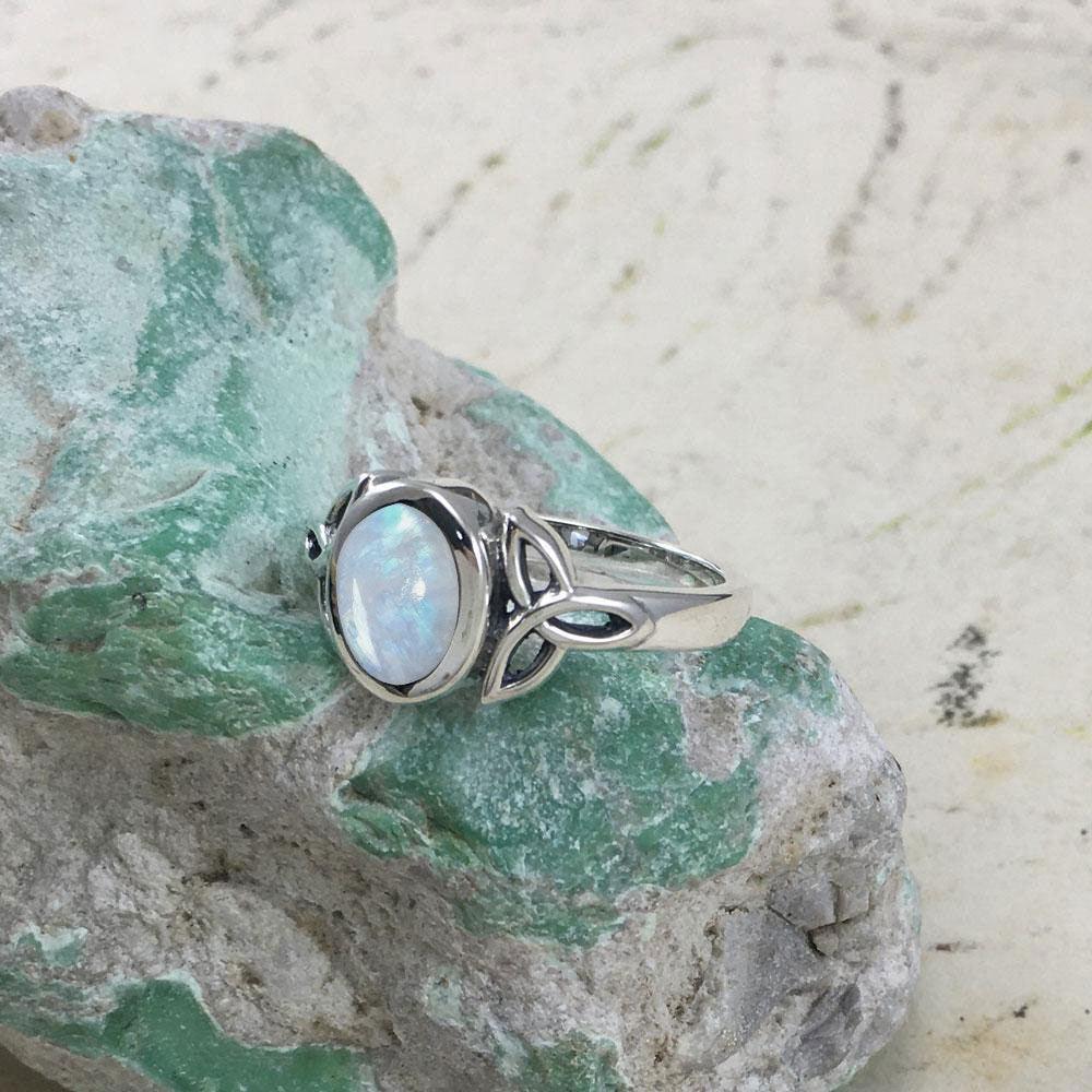 Celtic Triquetra Sterling Silver Ring With Gemstone TRI887