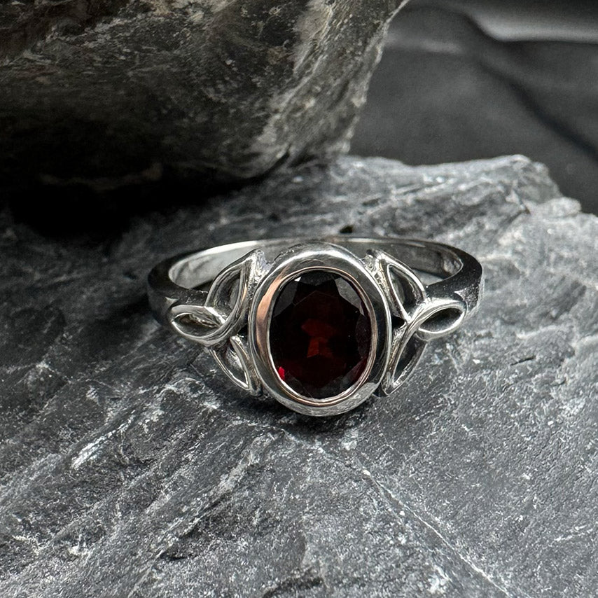 Celtic Triquetra Sterling Silver Ring With Gemstone TRI887-3A