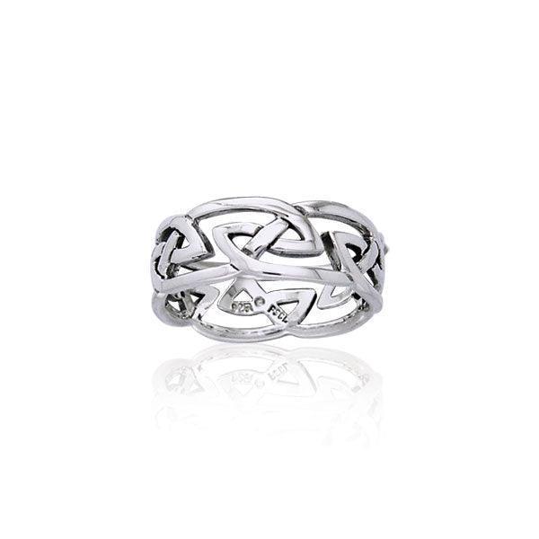 Modern Celtic Silver Ring TRI900