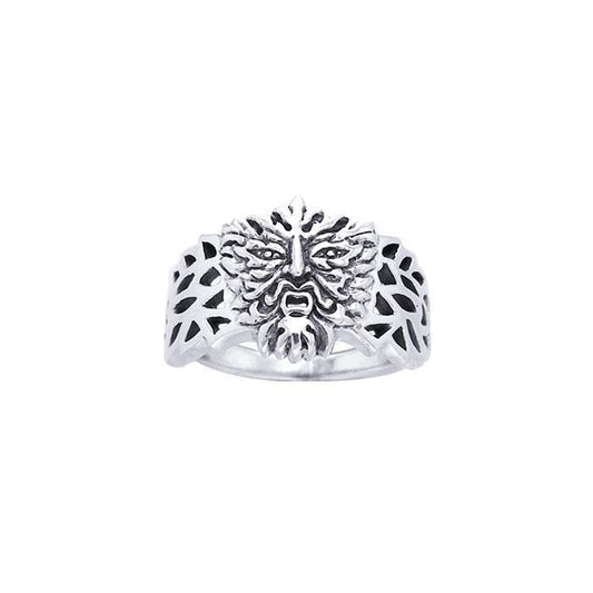 Nature’s inherent reflection ~ Sterling Silver Green Man Ring TRI961