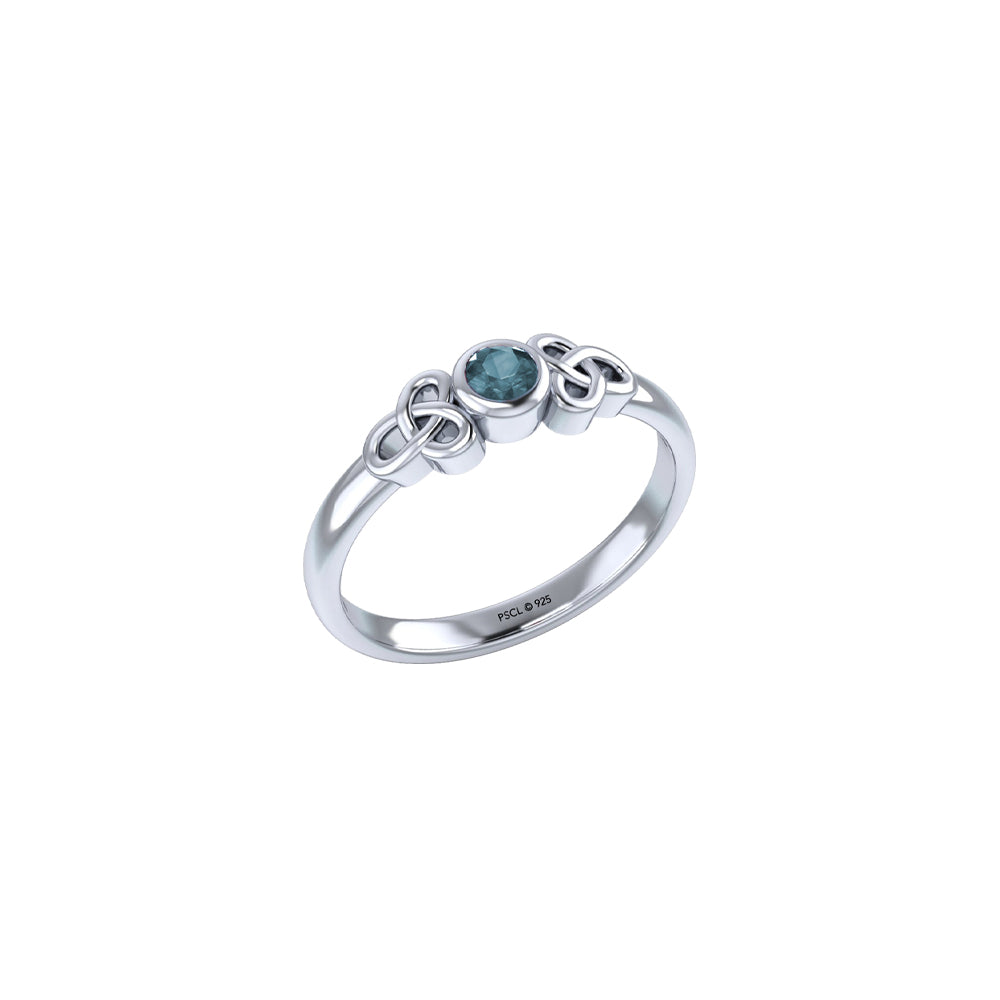 Celtic Trinity Knot Sterling Silver Ring with Gems TRI966