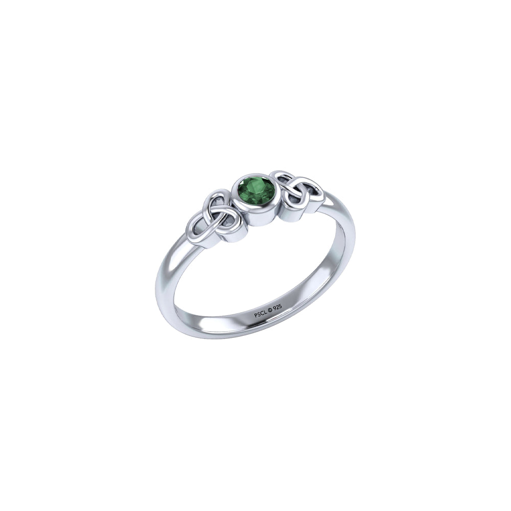 Celtic Trinity Knot Sterling Silver Ring with Gems TRI966