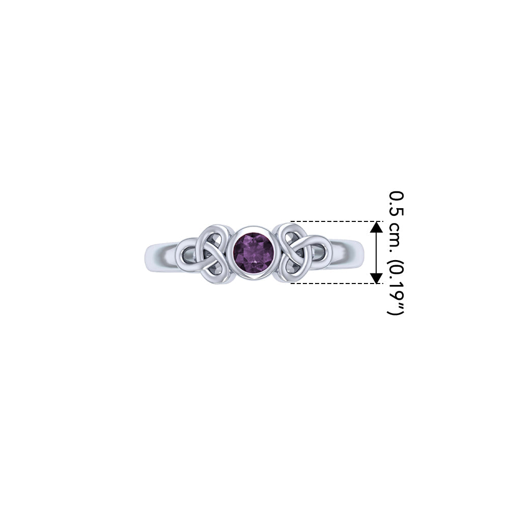 Celtic Trinity Knot Sterling Silver Ring with Gems TRI966