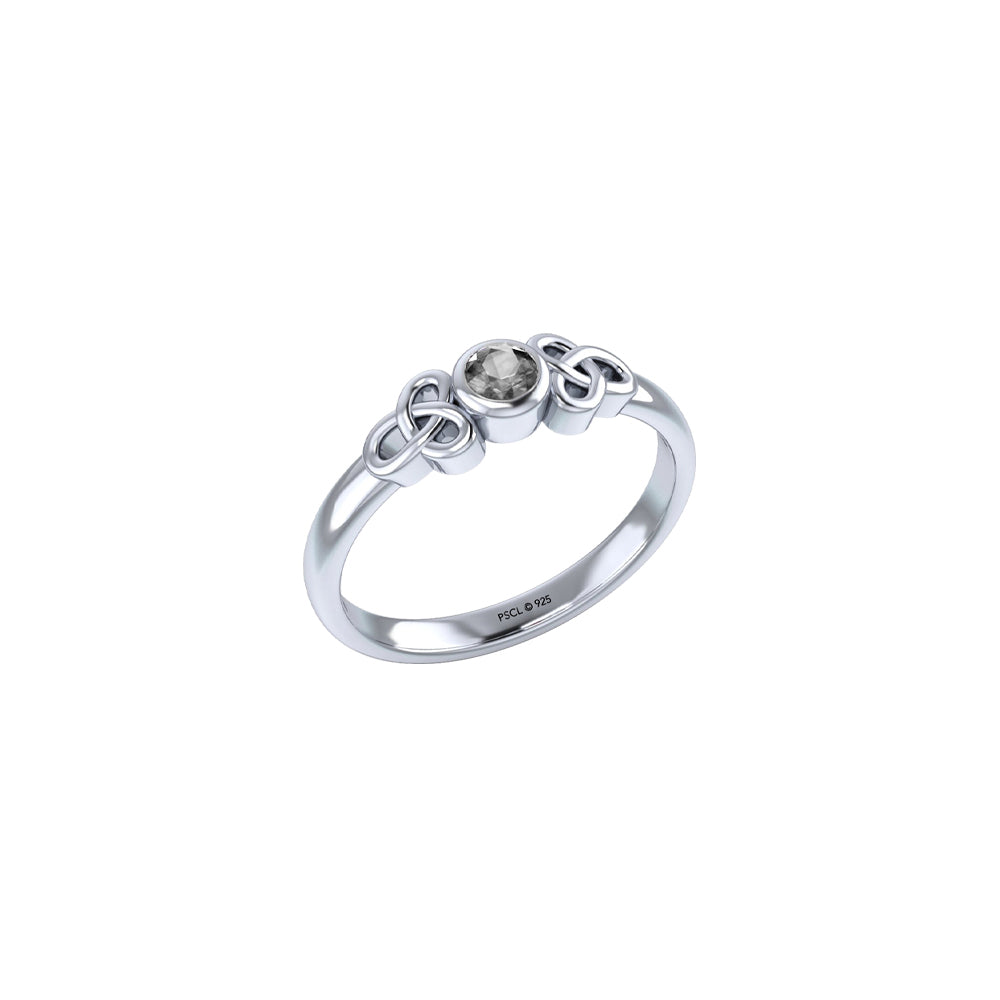 Celtic Trinity Knot Sterling Silver Ring with Gems TRI966