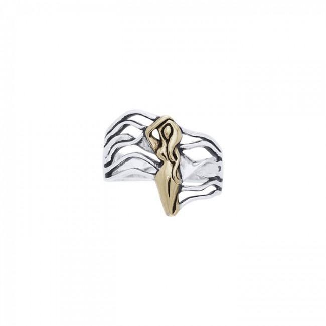 Dancing Goddess Gold Accent Silver Ring TRV3682