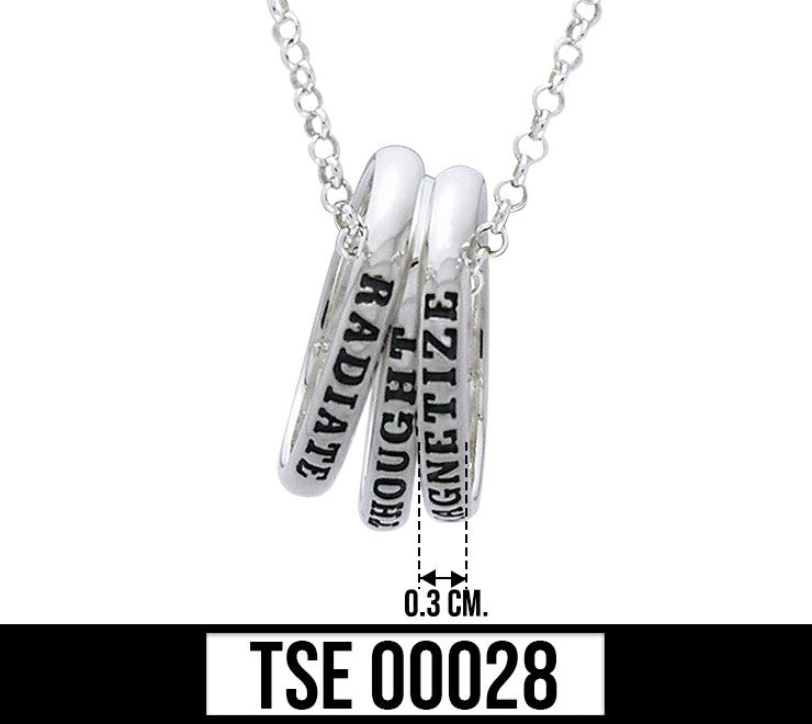 Empowering Words Radiate,Thought,Magnitize Sterling Silver Ring With Chain TSE028