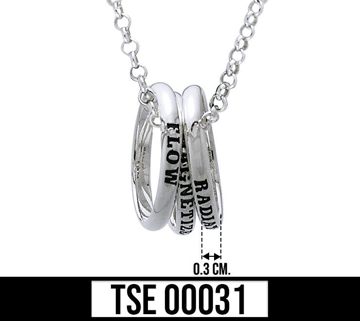 Empowering Words Flow, Magnitize, Radiate Sterling Silver Ring With Chain TSE031