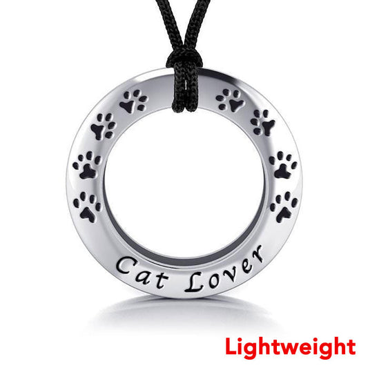Lightweight Cat Lover Sterling Silver Pendant and Cord Set TSE994