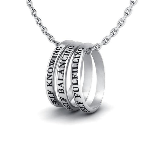 Empowering Words Self Knowing, Self Balancing, Self Fulfilling Silver Ring Set TSE026