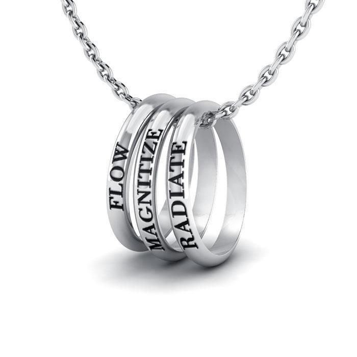Empowering Words Flow, Magnitize, Radiate Silver Ring Set TSE031
