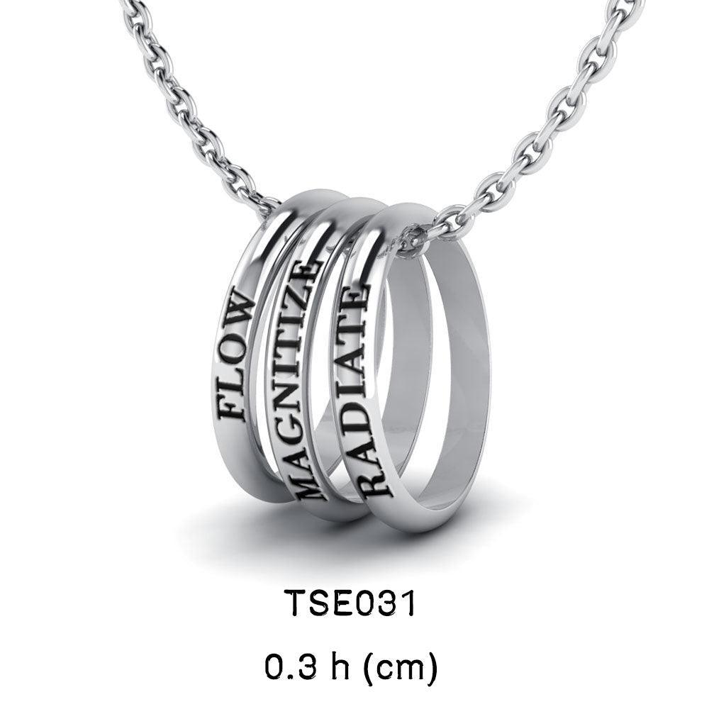 Empowering Words Flow, Magnitize, Radiate Silver Ring Set TSE031