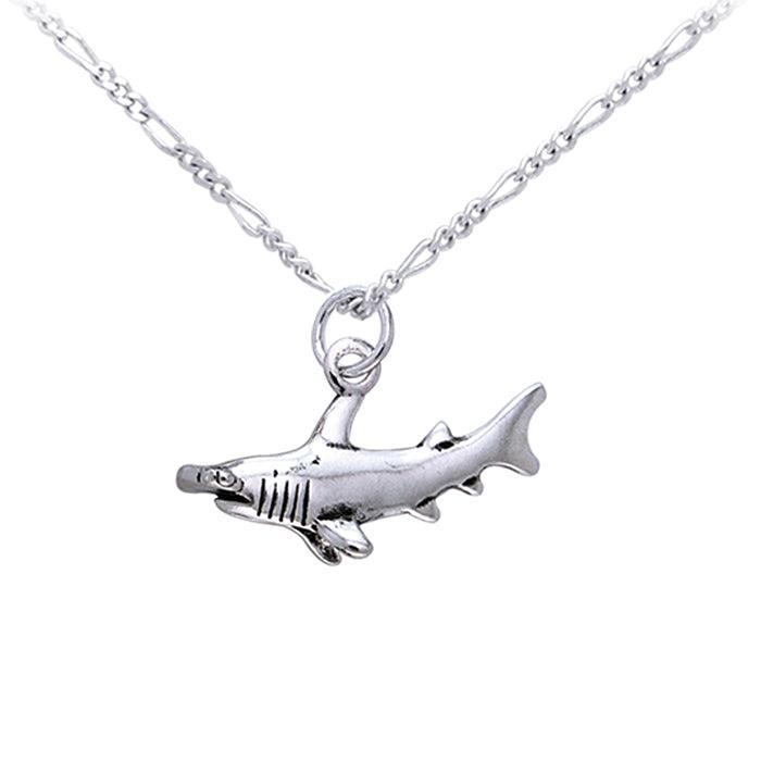 Hammerhead Shark Silver Pendant with Chain TSE057 - peterstone.dropshipping