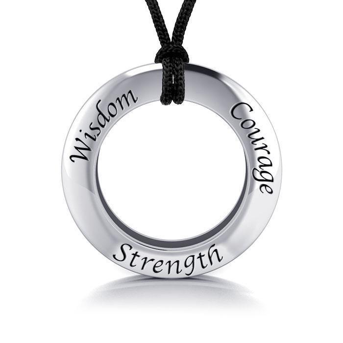 Wisdom Courage Strength Silver Pendant and Cord Set TSE268