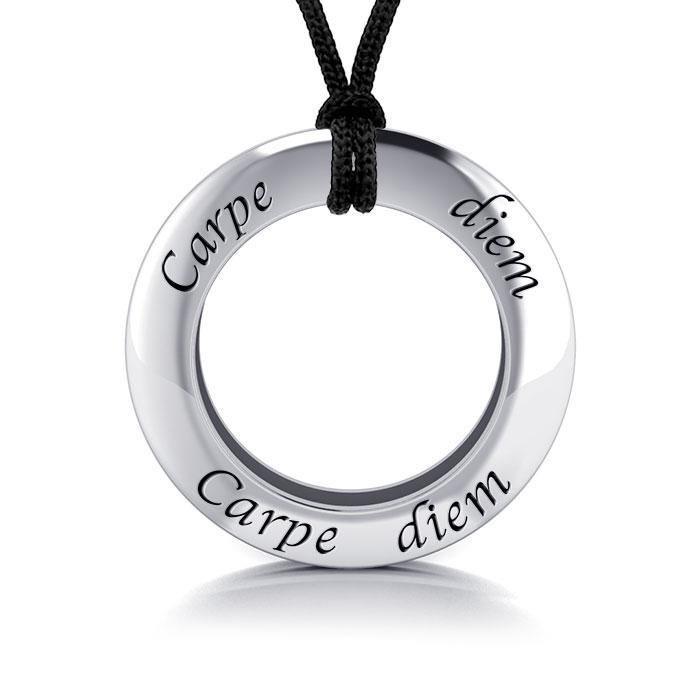 Carpe Diem Seize the Day Silver Pendant and Cord Set TSE279