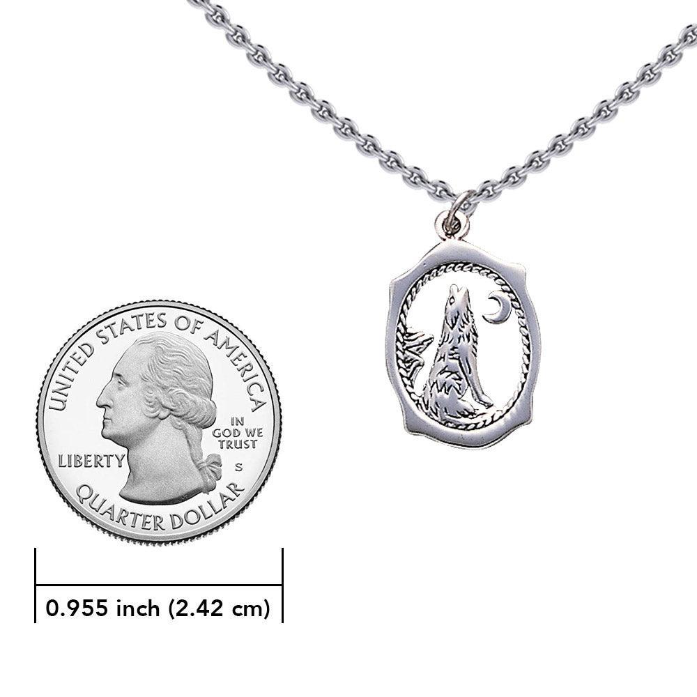 Howling Wolf with Moon Silver Pendant with Chain Set TSE684 - peterstone.dropshipping