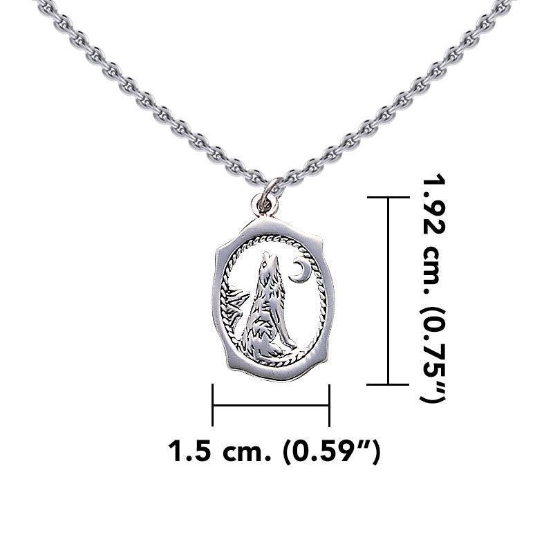 Howling Wolf with Moon Silver Pendant with Chain Set TSE684 - peterstone.dropshipping