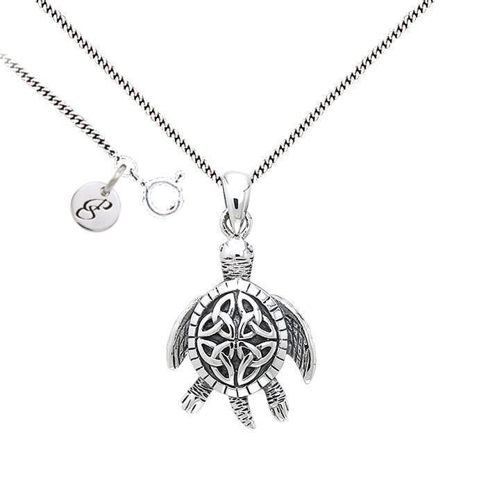 Celtic Knot Sea Turtle Silver Necklace Set TSE687