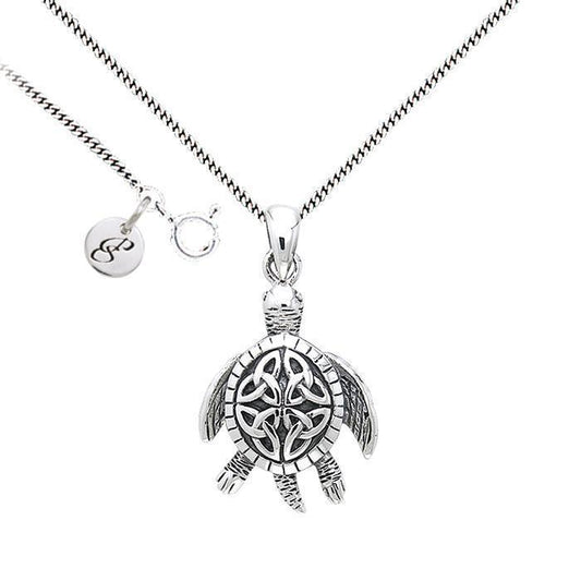 Celtic Knot Sea Turtle Silver Necklace Set TSE687