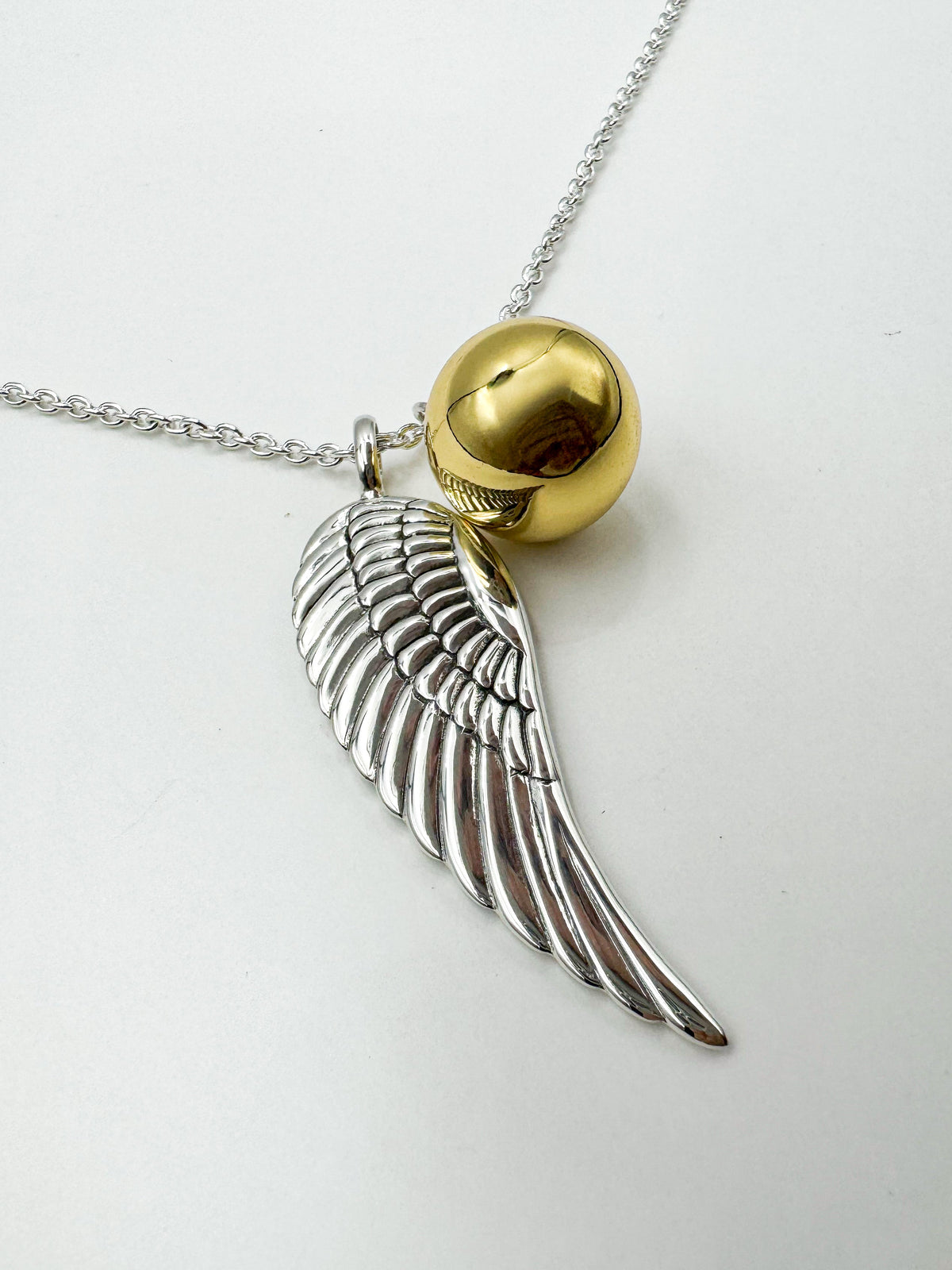 Angels Wing Sterling Silver Necklace With Globe Ball TSE711P