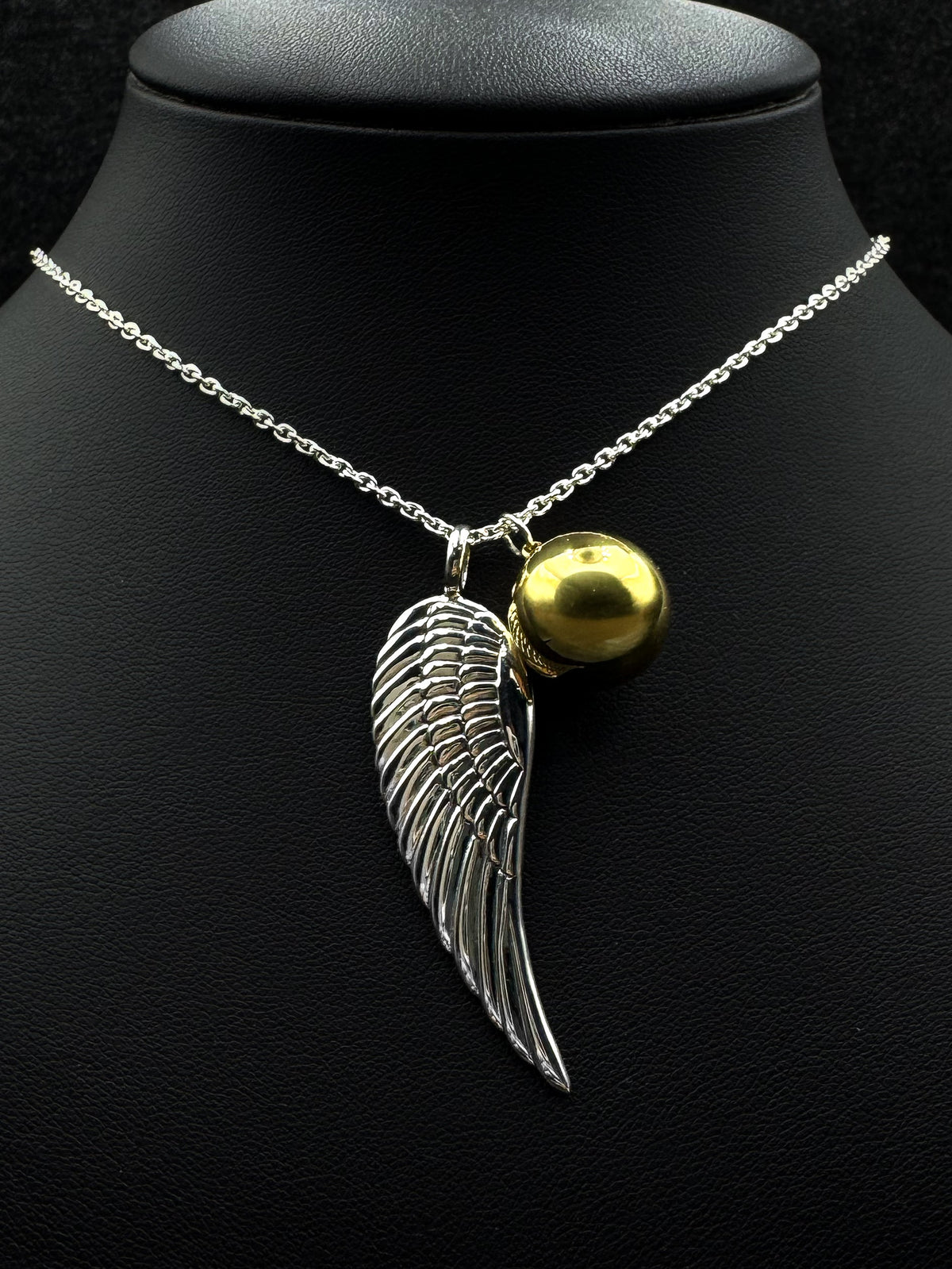 Angels Wing Sterling Silver Necklace With Globe Ball TSE711P