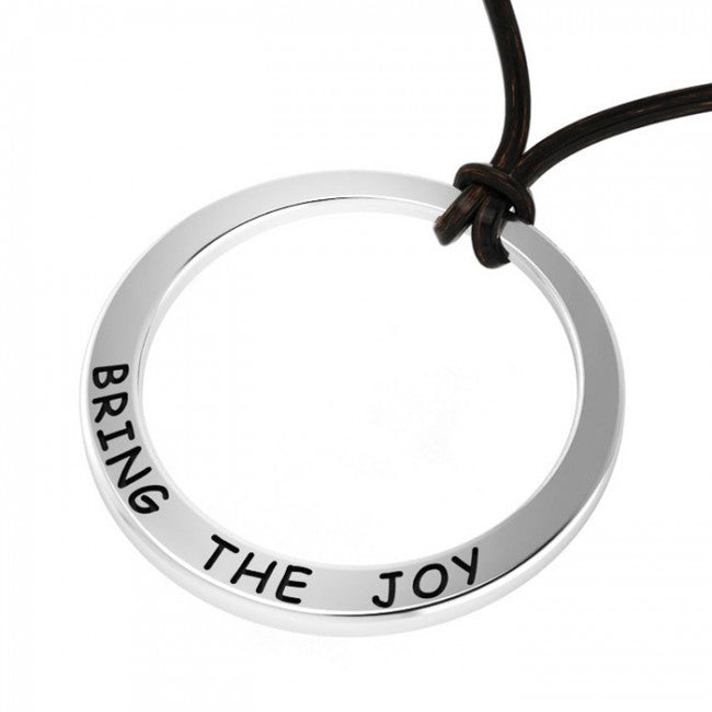 Loop Pendant & Leather Black cord TSE733P Custom Word