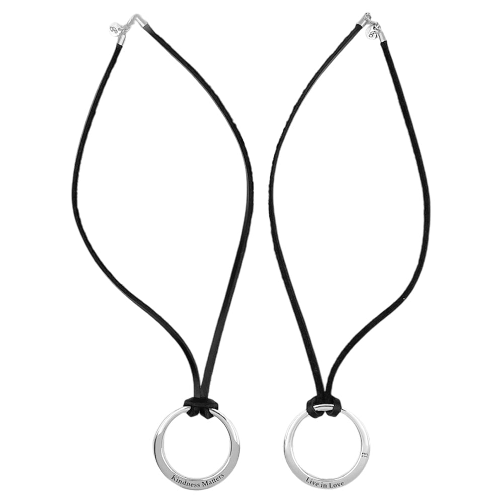 Loop Pendant & Leather Black cord TSE733P Custom Word