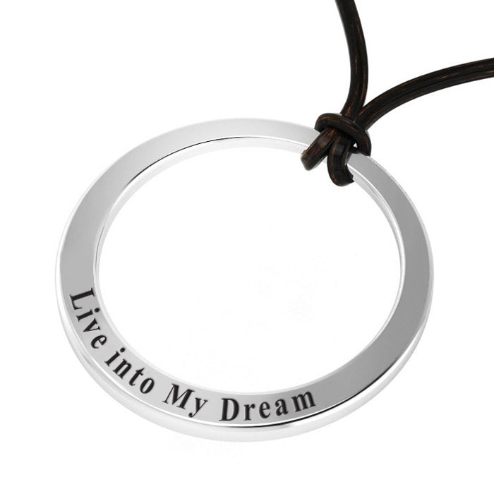 Loop Pendant & Leather Black cord TSE733P Custom Word