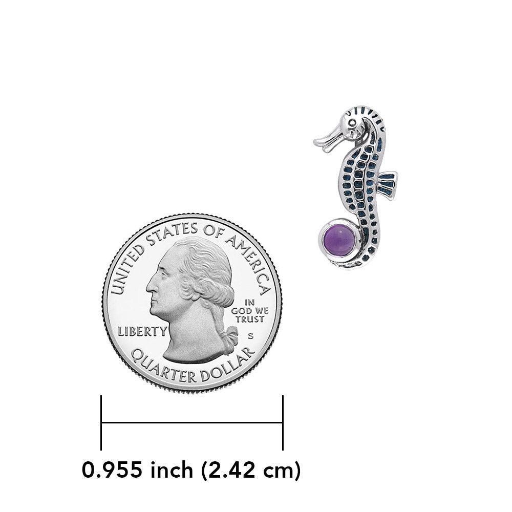 Seahorse and Gem Silver Pendant with Chain Set TSE736