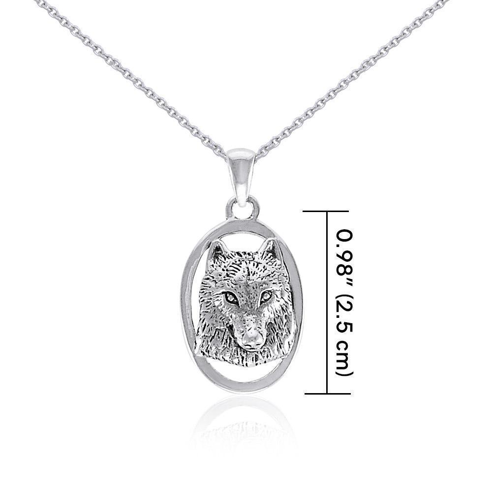 Silver Wolf Head Pendant and Chain Set by Ted Andrews TSE741