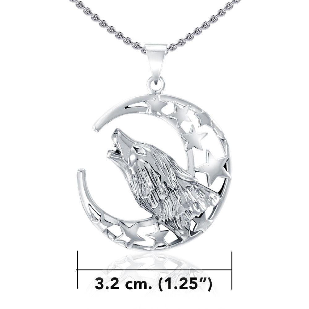 Baying Wolf Sterling Silver Pendant With Chain Set TSE744