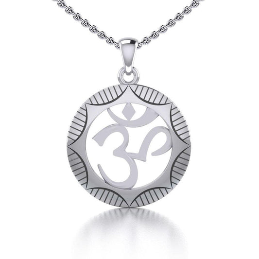 Hollow Om Meditation Silver Pendant With Chain Set TSE746 - peterstone.dropshipping