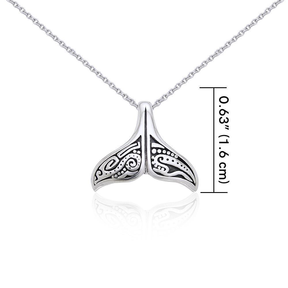 Silver Aboriginal Whale Tail Pendant and Chain Set TSE747
