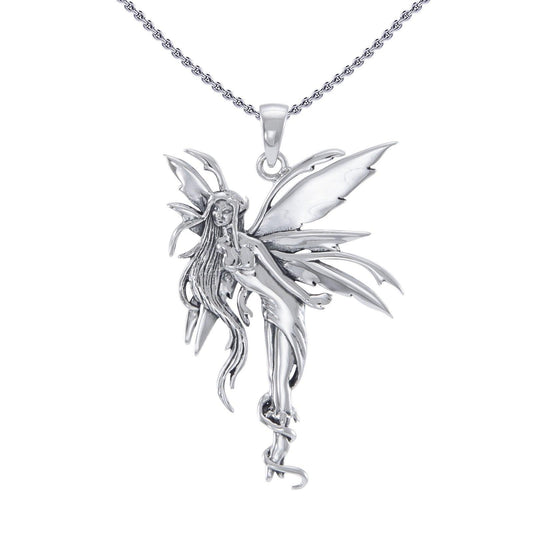 Amy Brown Firefly Fairy Silver Pendant with Chain Set TSE749 - peterstone.dropshipping