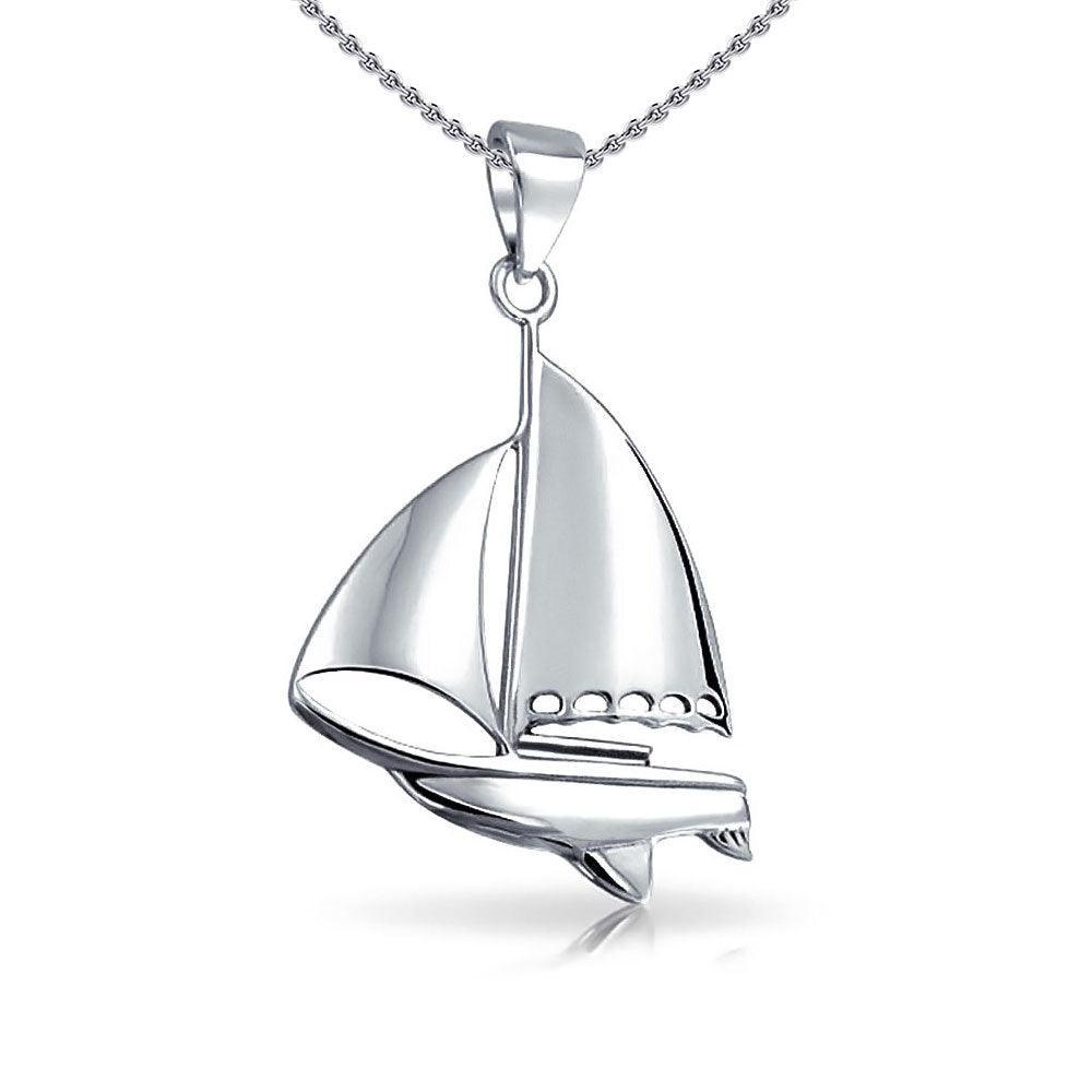 Sterling Silver Sailboat Pendant With Chain Set TSE750 - peterstone.dropshipping
