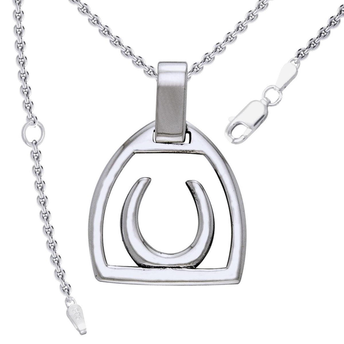 Horseshoe Stirrup Silver Pendant with Chain Set TSE966