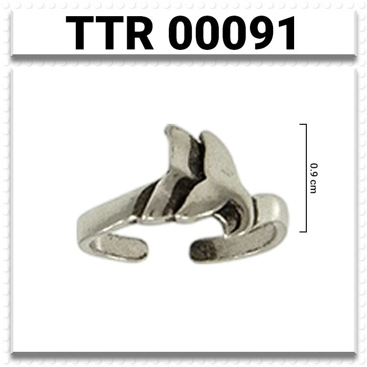 Double Whale Tail Wrap Sterling Silver Toe Ring TTR091