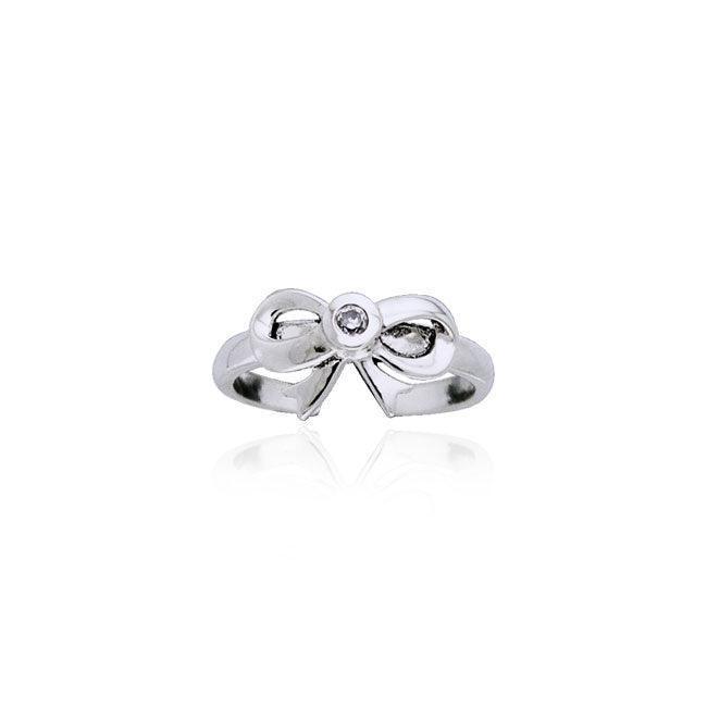 Tied Ribbon Sterling Silver With Gemstone Toe Ring TTR063