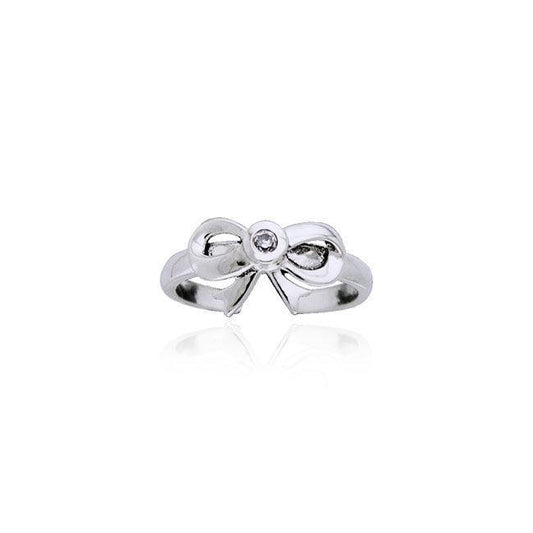 Tied Ribbon Sterling Silver With Gemstone Toe Ring TTR063