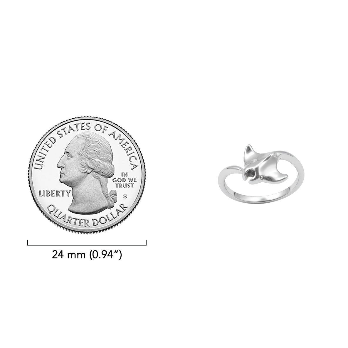 Manta Ray Sterling Silver Toe Ring TTR099