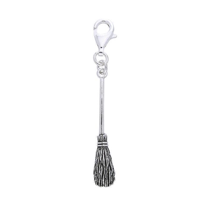Enchanting Wicca symbol ~ Sterling Silver Broomstick Clip on Charm TWC017