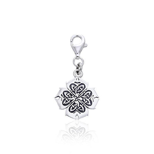 Modern Shamrock Celtic Knotwork Silver Clip Charm TWC042