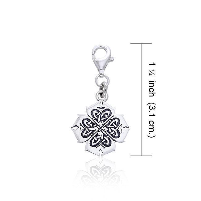 Modern Shamrock Celtic Knotwork Silver Clip Charm TWC042