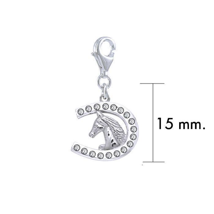 Horseshoe with Gems Silver Clip Charm TWC163