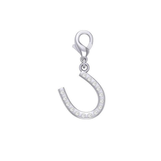 Horseshoe with Gems Silver Clip Charm TWC172