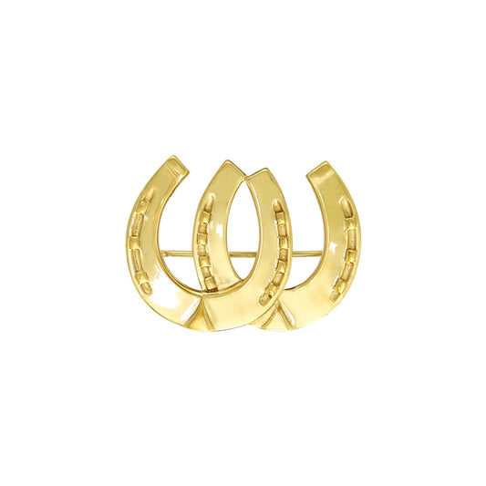 Double Horseshoe Sterling Silver with Gold Vermeil Plate Brooch VBC070