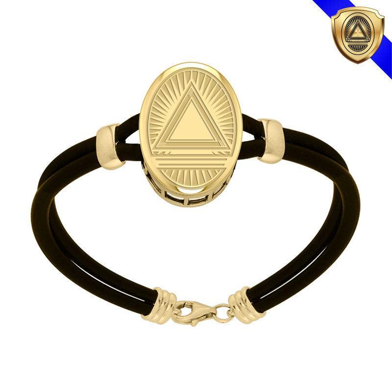 System Energy Symbol Gold Vermeil Plate on Silver Rubber Bracelet VBL271 - peterstone.dropshipping