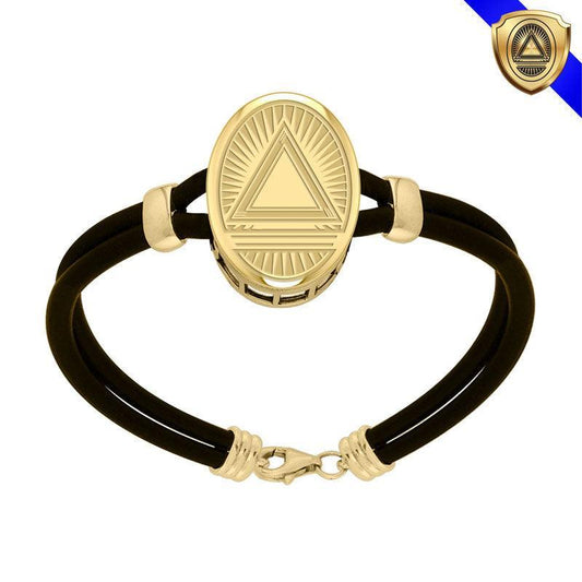 System Energy Symbol Gold Vermeil Plate on Silver Rubber Bracelet VBL271 - peterstone.dropshipping
