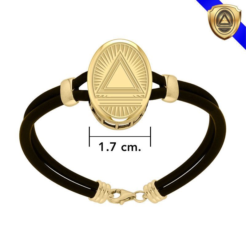 System Energy Symbol Gold Vermeil Plate on Silver Rubber Bracelet VBL271
