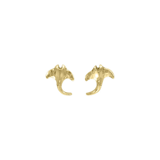 DiveSilver Small Manta Ray Sterling Silver with 14K Vermeil Plated Post Earrings VER2215